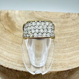Vintage Elizabeth Taylor for Avon Brillance Goldtone Pave Rhinestone Ring Size 7